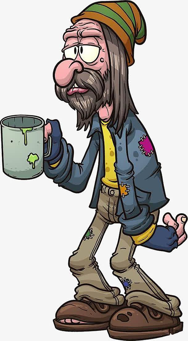 卡通落魄老年人