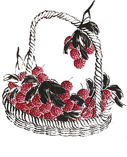 荔枝水果篮国画作品