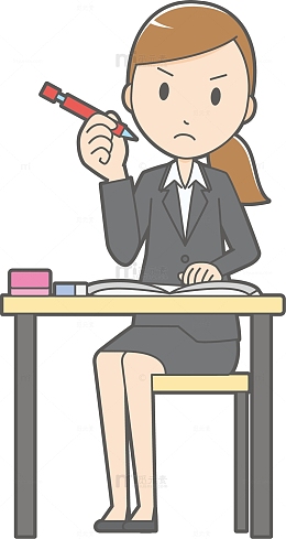 学习的卡通女人