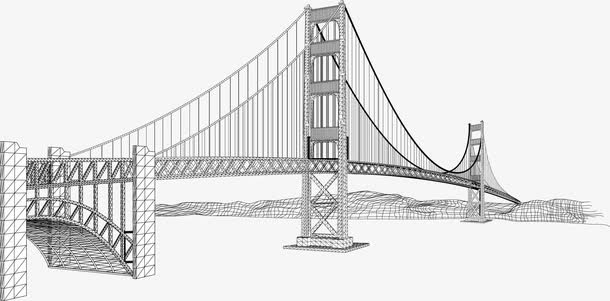 桥的素描画图片简单图片