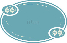 蓝色椭圆形手绘边框