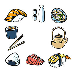 MBE风格矢量日式食物图