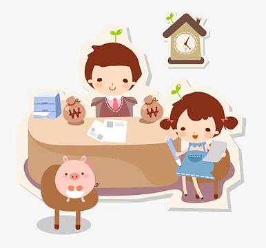 卡通小小银行家办公图
