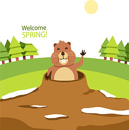 迎接春天到来的土拨鼠
