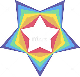 彩色重叠五角星标题框