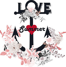 浅色系花卉铁锚