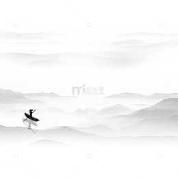 写意人物泼墨山水画
