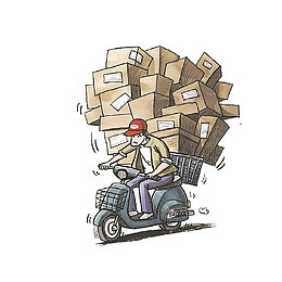 骑车送快递小哥