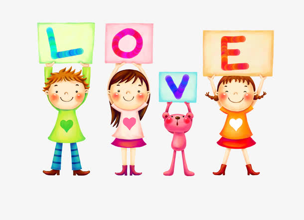 举着love的卡通小人