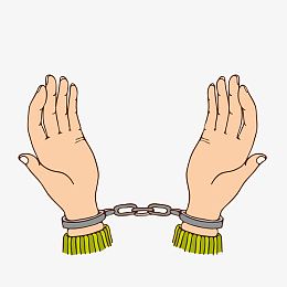 手绘戴着手铐的双手