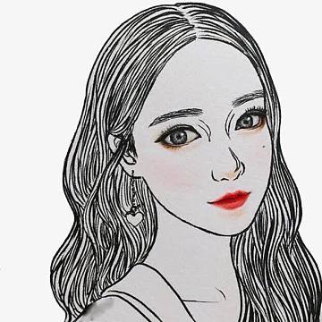 手绘卷发女生头像