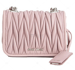 MiuMiu浅粉色褶皱女士单肩包