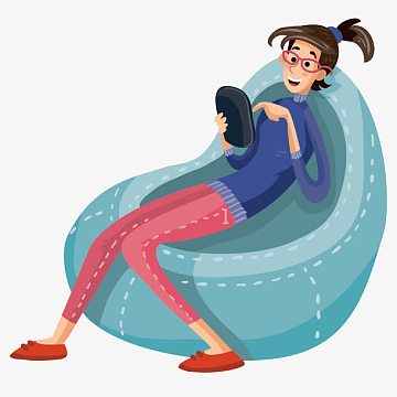 矢量扁平沙发上玩手机