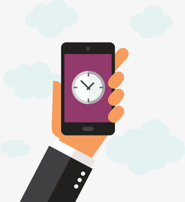 矢量手绘手机时间