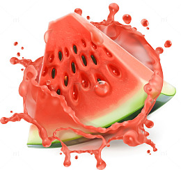 手绘溅水效果西瓜片矢量图