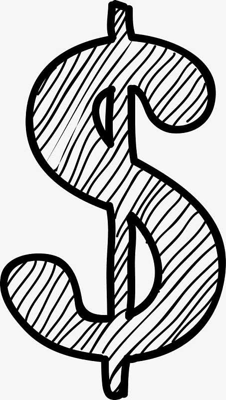 矢量黑白卡通美元符号