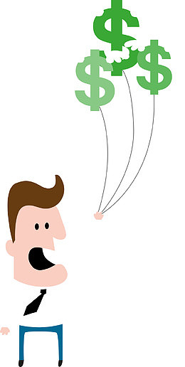 拿着金钱符号的男人