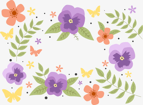 矢量漂亮的三色堇插画