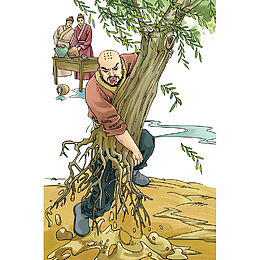 手绘插画鲁智深倒拔垂杨柳