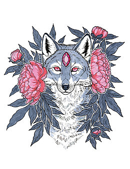 狼和花矢量