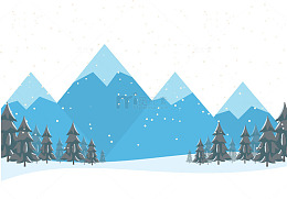 卡通森林雪山