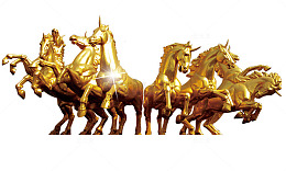 金色奔马雕像