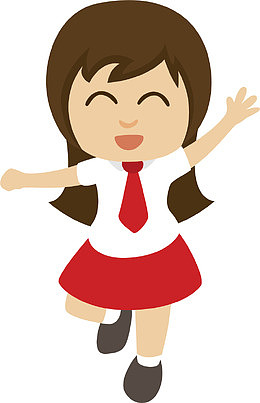 挥手的小学生