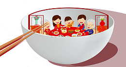 团圆饭装饰卡通图片