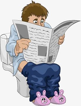 在公测看报纸的男子