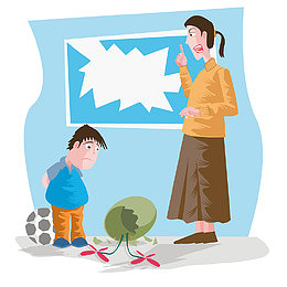 卡通插图抓狂生气的妈妈