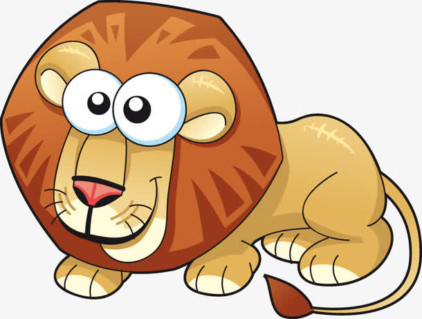 手绘卡通大眼狮子图案