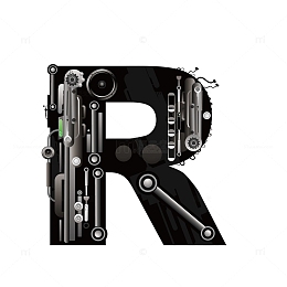 机械创意字母R