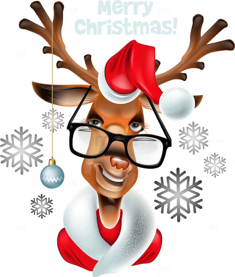 戴眼镜的圣诞麋鹿