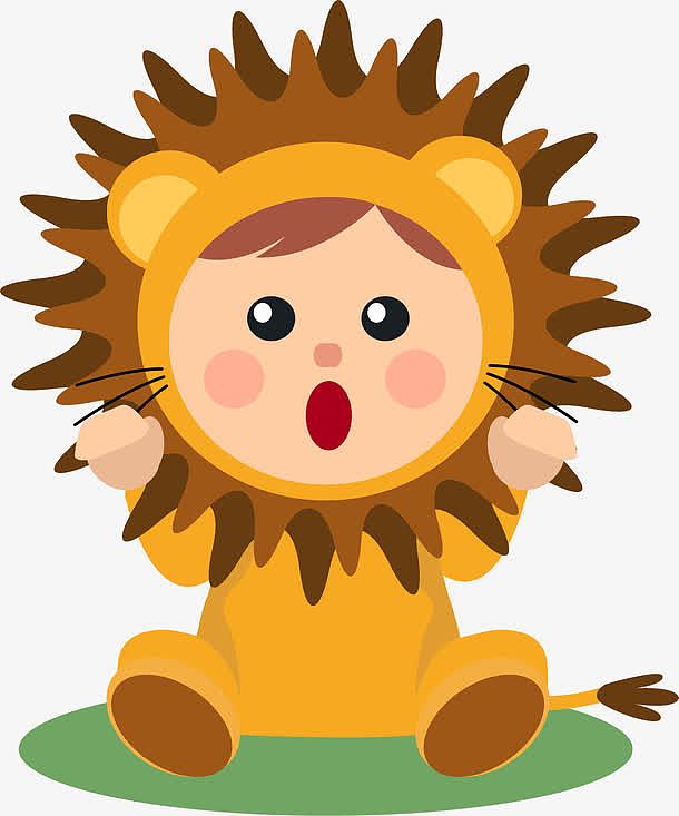 矢量可爱打扮狮子的婴儿