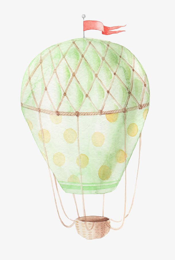 绿色水墨热气球