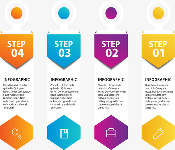 彩色竖副步骤图表