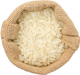 产品实物布袋大米米粒