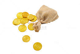 袋子旁散落的金币