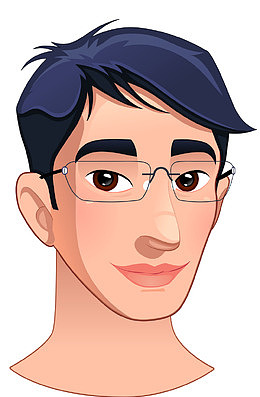 戴眼镜的卡通小男孩