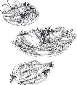 手绘插画海鲜