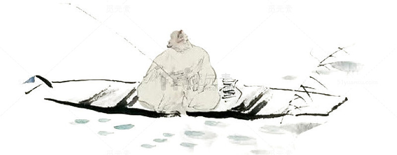 中国风水墨垂钓