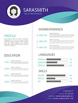 深蓝色商务简历