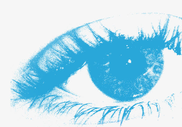 蓝色平静眼睛手绘