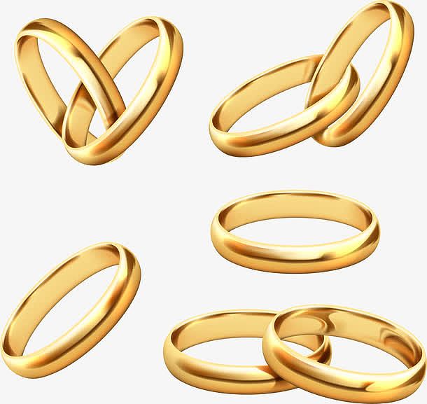 5款金色戒指设计矢量