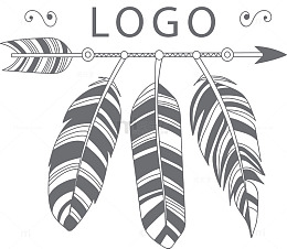 黑色手绘箭头和羽毛LOGO