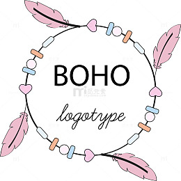 粉色羽毛装饰圆圈LOGO