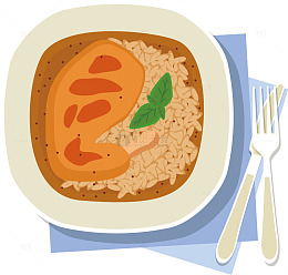 鸡排饭矢量图