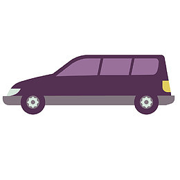 矢量紫色卡通扁平面包车
