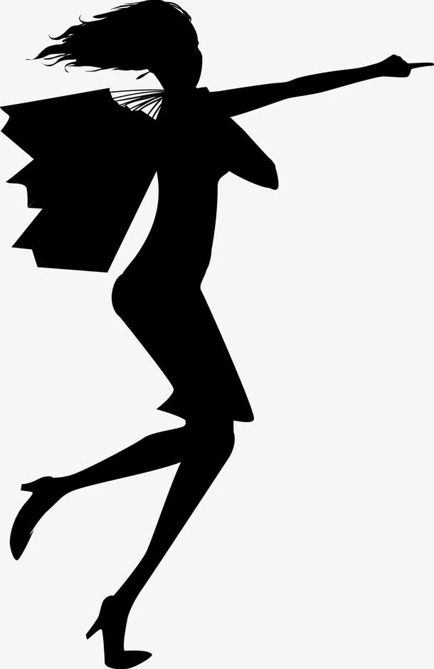 卡通时尚女郎剪影