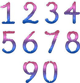 10个落上雪花的数字矢量